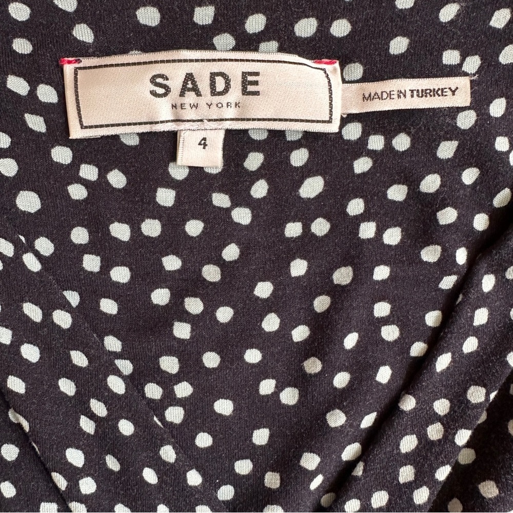 Sade New York Navy Blue Dress Polka Dot Fit Flare Stretch Comfy Casual - Picture 6 of 16